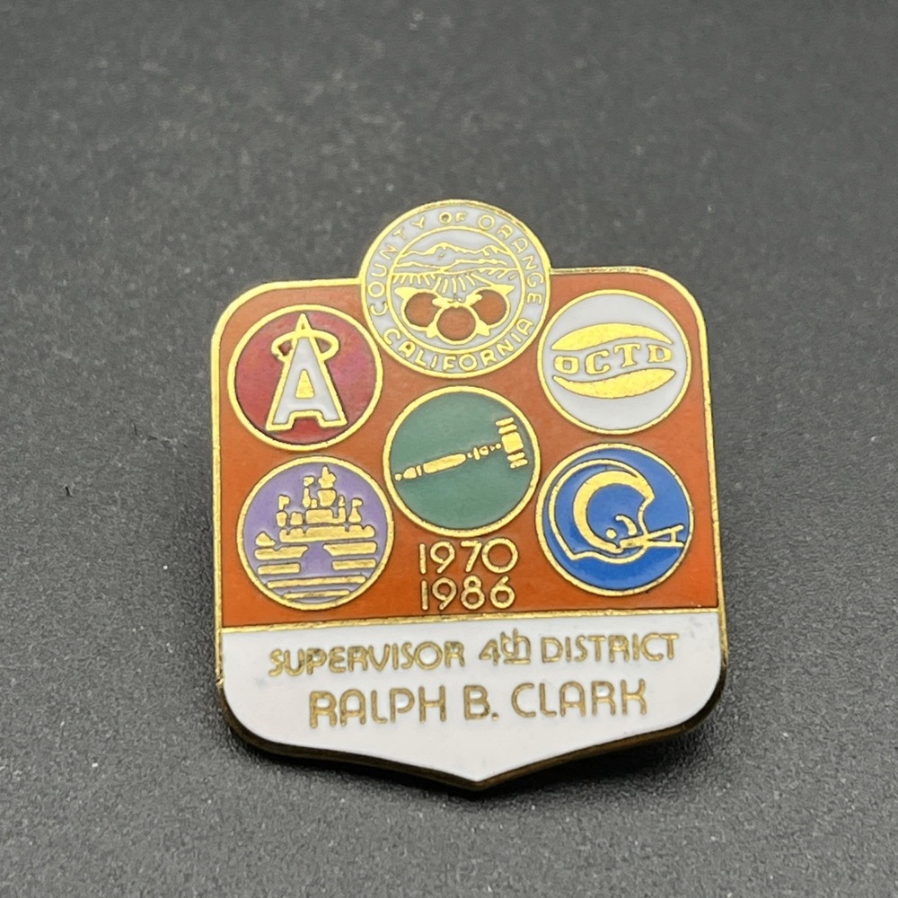 Orange County California Supervisor 4th District Ralph B. Clark Lapel Hat Pin